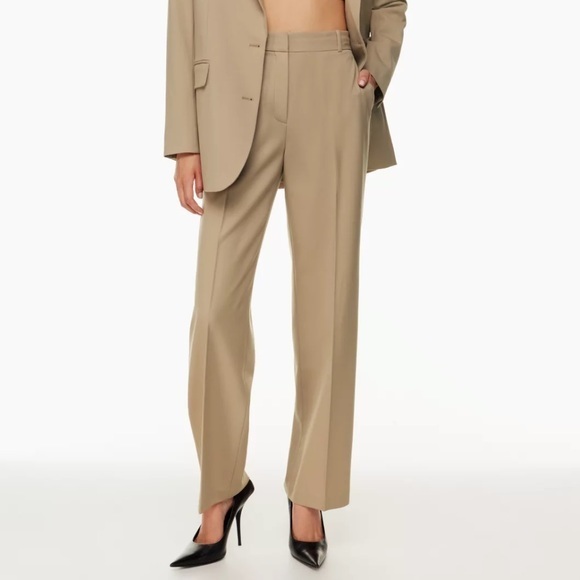 Babaton Pants - Babaton Beige Wide-Leg Trousers